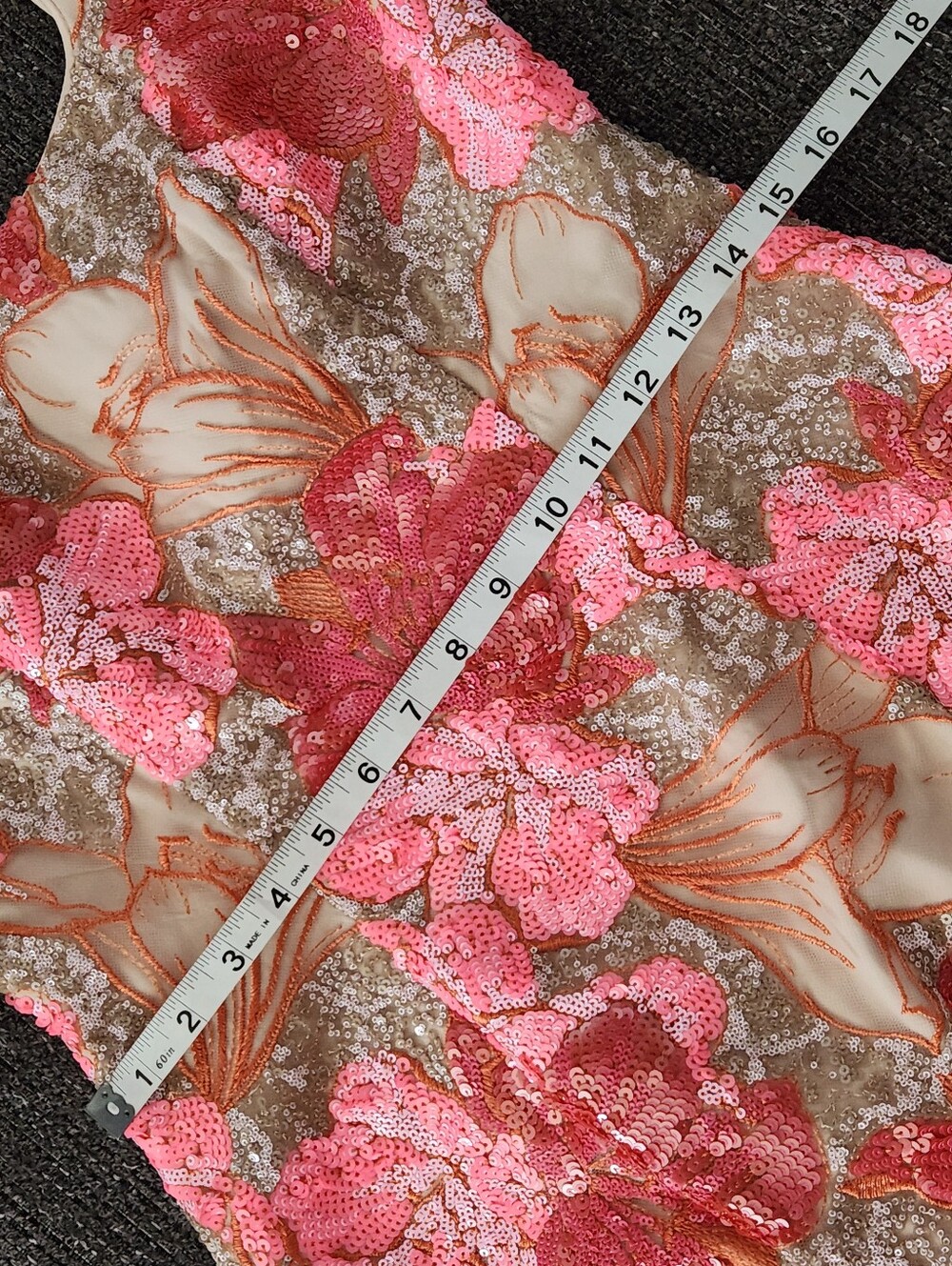 🆕️ 🌺Muse by Marchesa🌺 - Pink/Red/Champagne/Cream Romy Sequin Cocktail Dress - Picture 13 of 15